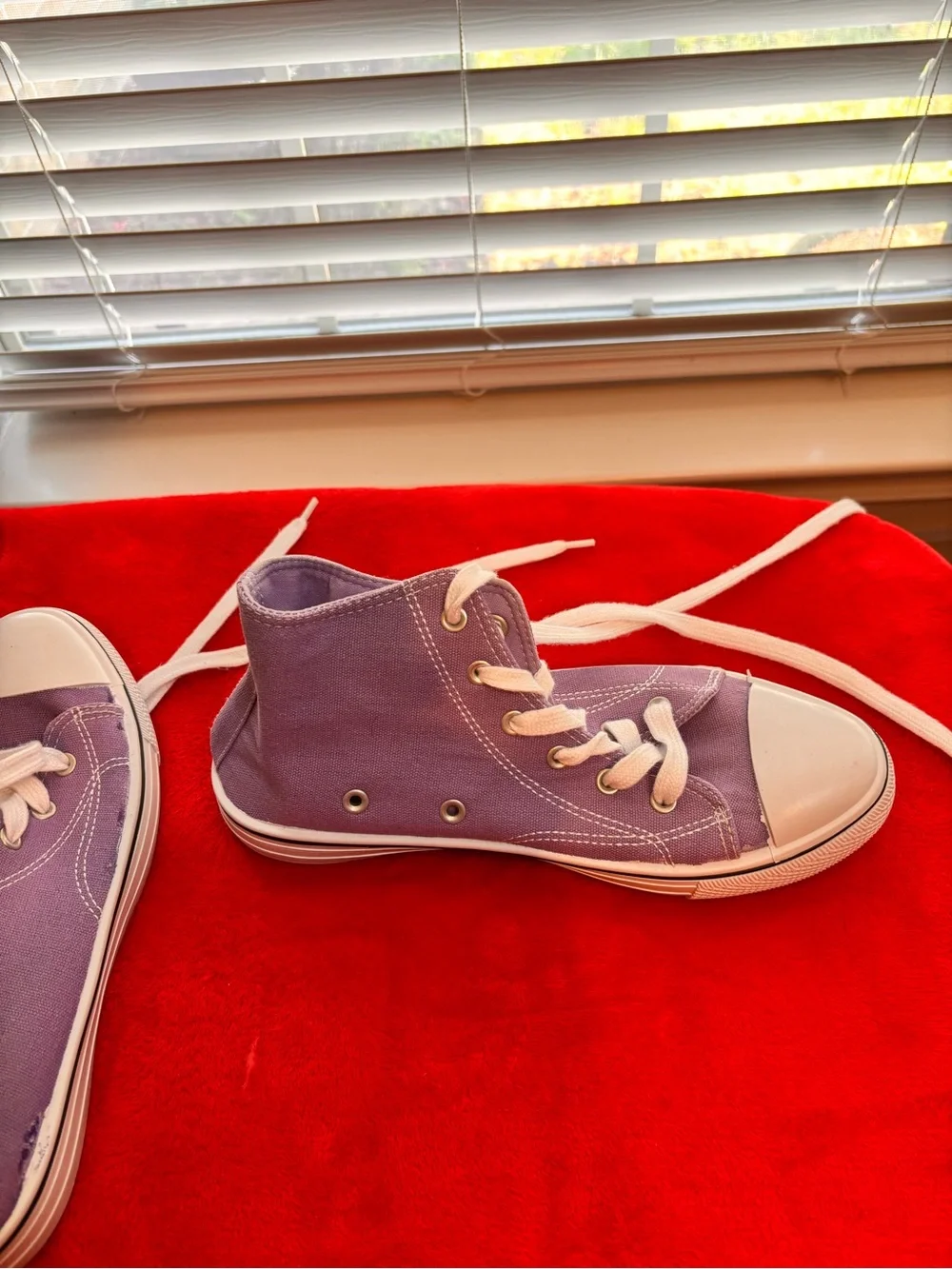 Charles Albert Lavender High-Top Sneakers with Yellow Smiley Patch